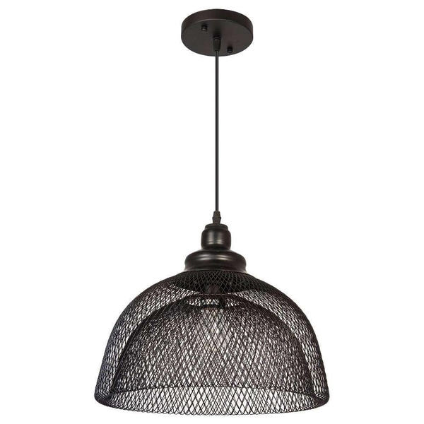 LAMPA wisząca VEN W-N 1791/1H druciana OPRAWA zwis kopuła siatka czarna