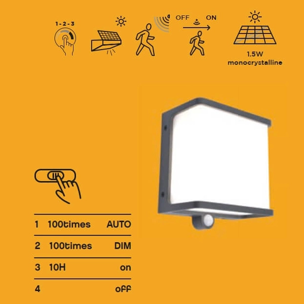 Elewacyjna lampa z czujnikiem DOBLO 6943701125 IP44 LED 12W 4000K szara