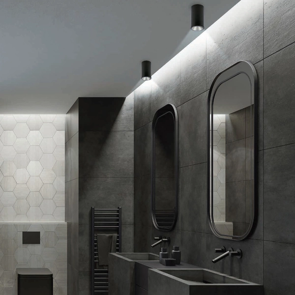 Punktowa lampa sufitowa Alpha 8363 czarna tuba spot łazienkowy