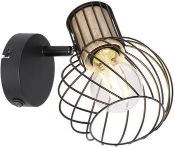 Przyścienna lampa reflektorowa Luise 54012-1S czarna drewno