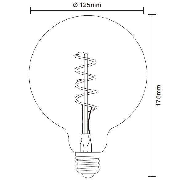 Dekoracyjna ŻARÓWKA industrialna 11404F  Globo LED G125 E27 globe 4W 200lm 230V 2000K biała ciepła