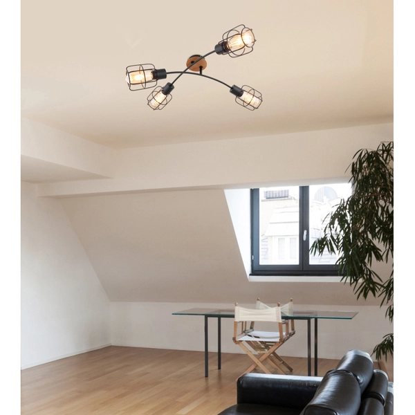 Lampa sufitowa Willa 54037-4D industrialna nad stół czarna