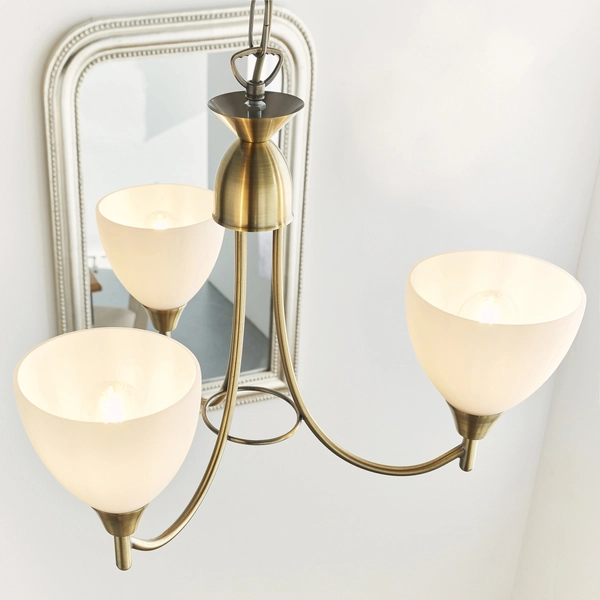 Lampa wisząca Alton 1805-3AN Endon potrójny szklany kielich mosiądz