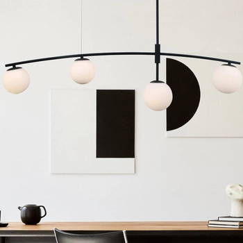 Modernistyczna LAMPA wisząca SENAI PND-31322-4A-SB Italux metalowa OPRAWA szklane kule zwis czarny