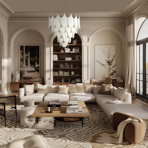 Wisząca lampa Palermo P21473WH Cosmolight ceramiczna liście białe