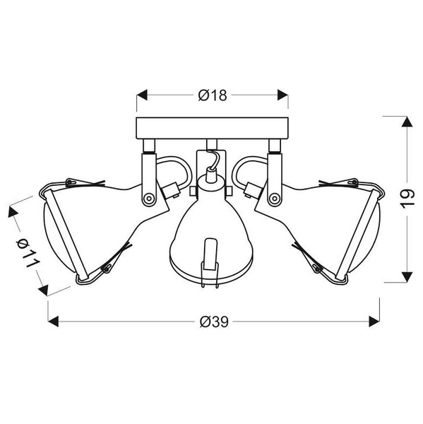 LAMPA industrialna CRODO 98-71132 Candellux regulowana OPRAWA sufitowa metalowe reflektorki szare