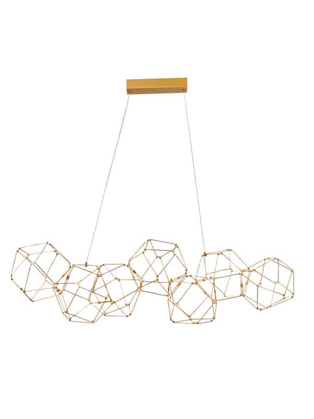 Designerska lampa wisząca Asis druciana do salonu złota