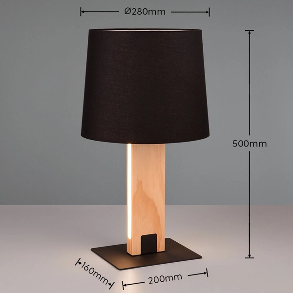 Tkaninowa lampka nocna Rahul 547610232 abażur czarny brązowy