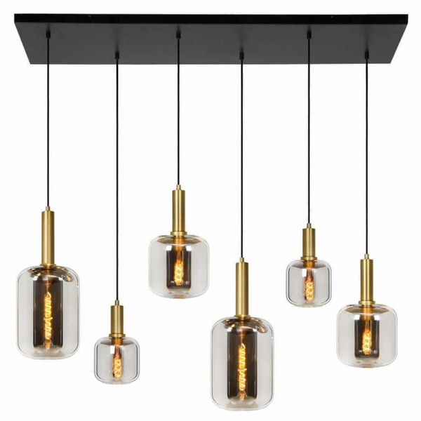 Loftowa LAMPA wisząca JOANET 45494/06/65 Lucide kulista OPRAWA szklany ZWIS na listwie industrialny przydymiony