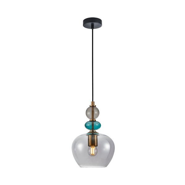 Wisząca lampa Busco PND-30263-1A-BRO-SG szklana przydymiony złoty kolorowy