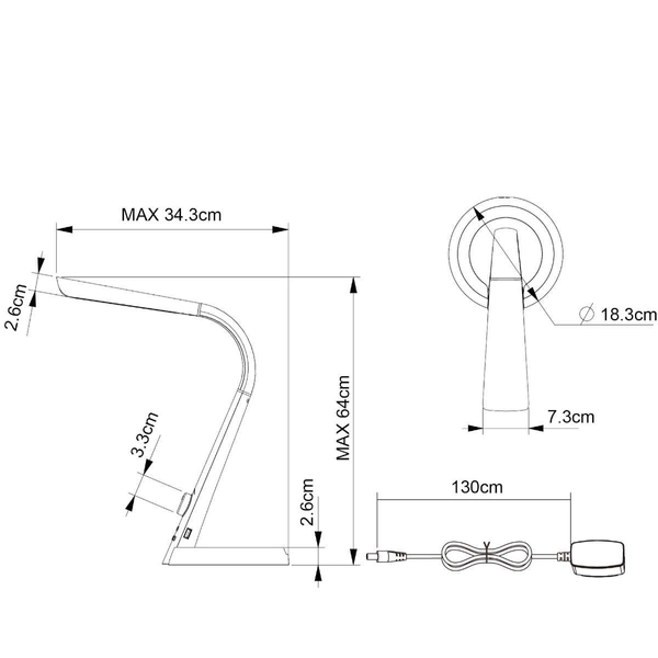 Elastyczna LAMPA stojąca MITTI 58376S Globo regulowana LAMPKA biurkowa LED 8W 3000K - 6300K z portem USB srebrna