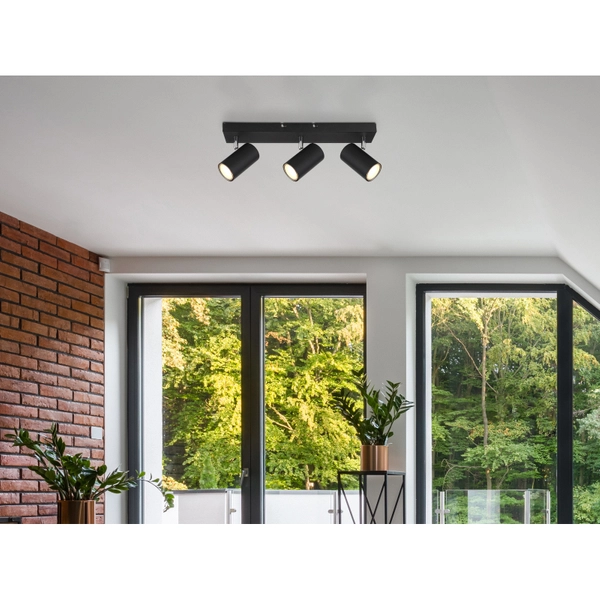 Przysufitowa lampa Robby 57911-3B z regulacją czarna chrom