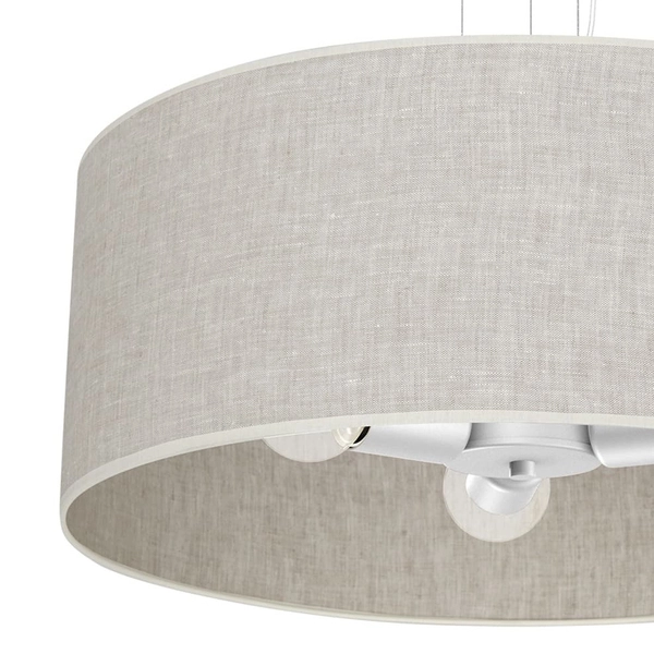 Wisząca lampa salonowa okrągła Lino MLP7501 Milagro metalowa lniana biała