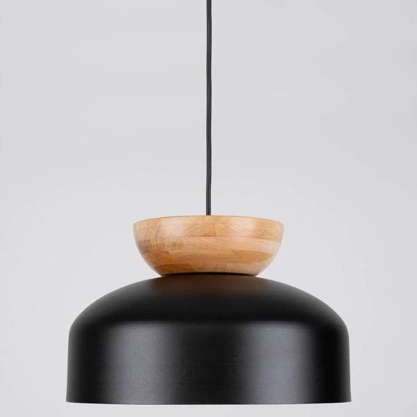 Wisząca lampa do salonu Marion SL.1351 półokrągła drewniana czarna