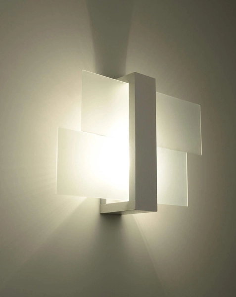 Kinkiet LAMPA ścienna SL.0079 szklana OPRAWA drewno biała