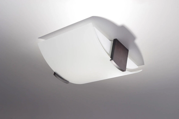 Plafon LAMPA sufitowa SL.0186 półokrągła OPRAWA szklana biała wenge