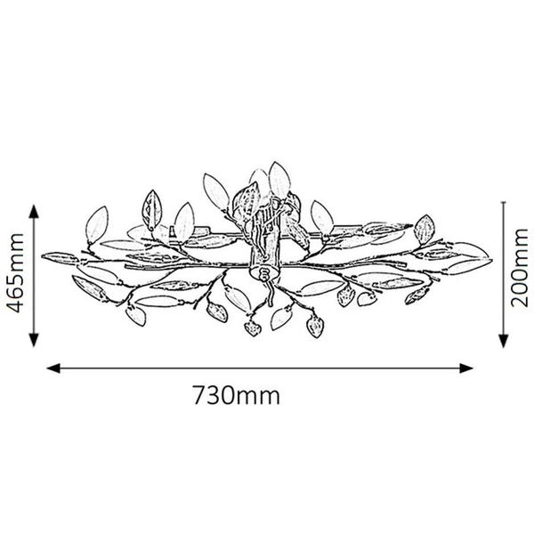 Plafon LAMPA sufitowa LILIAN 2839 Rabalux metalowa OPRAWA drzewko listki chrom szkło opalizowane