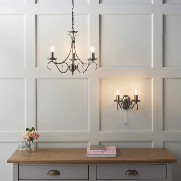 Świecznikowa lampa wisząca Bernice 2030-3AN do pokoju Endon mosiądz