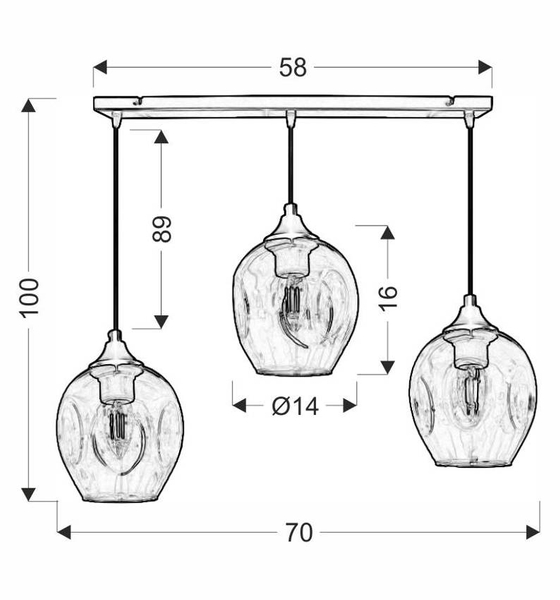 Potrójna lampa wisząca Aspa 33-00606 Candellux czarna brązowa