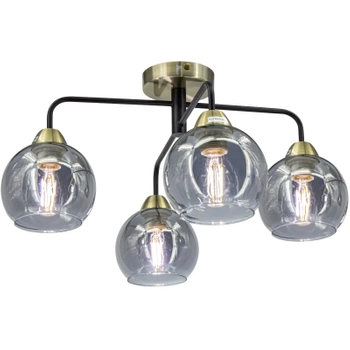 Szklana lampa sufitowa 2213/4 BL 21QG retro czarna mosiądz