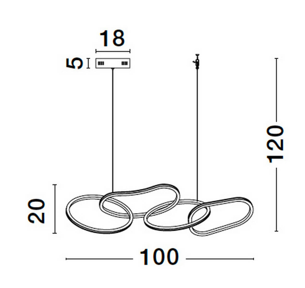 Designerska lampa wisząca CELAYA LE42760 rings LED 50W 3000K złota