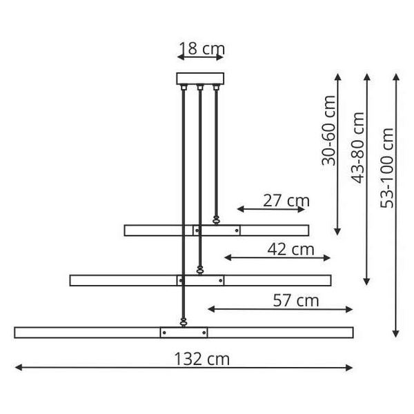 LAMPA wisząca LUGANO LP-2828/3P Light Prestige drewniana OPRAWA zwis LED 48W 3000K kaskada listwy brązowe