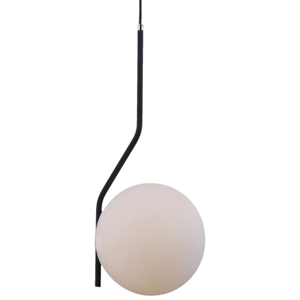 Loftowa LAMPA wisząca CARIMI PND-3300-1-BK metalowa OPRAWA szklany ZWIS kula grafitowa biała