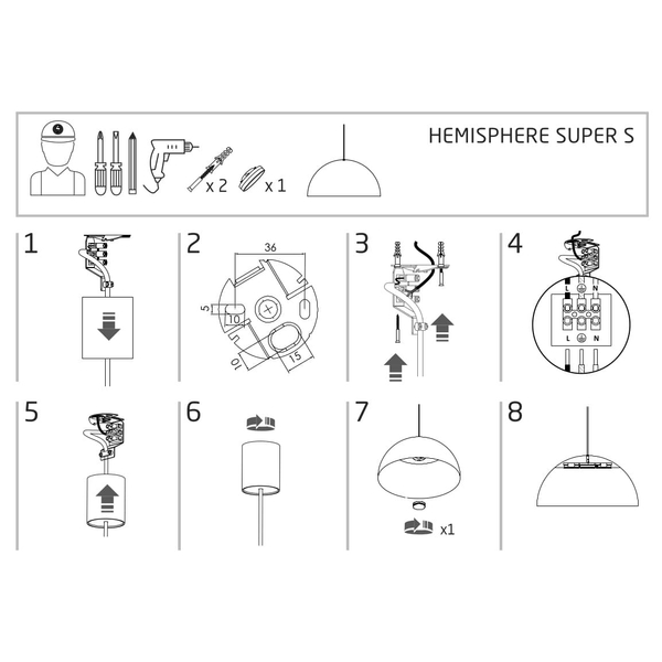 Kopułowa lampa zwisowa Hemisphere Super 10695 Nowodvorski do salonu biała