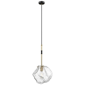 Szklana LAMPA wisząca ROCK P0488-01M-SEAC Zumaline modernistyczna OPRAWA nieregularny zwis złoty czarny przezroczysty