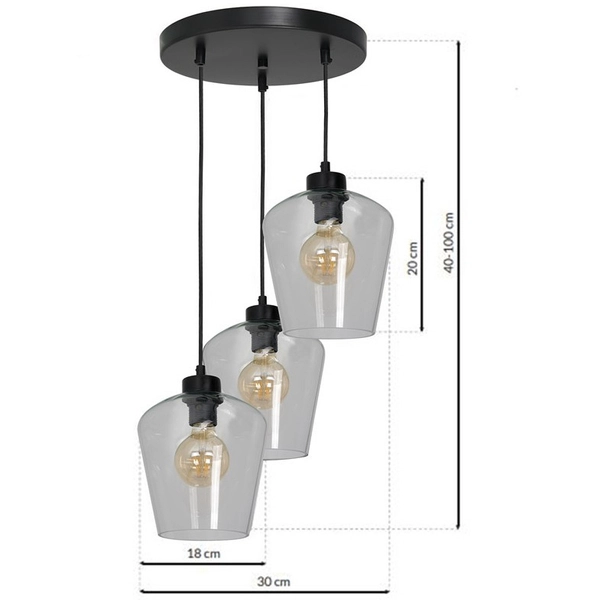 LAMPA wisząca SANTIAGO MLP6611 Milagro loftowa OPRAWA skandynawski ZWIS kaskada czarna przezroczysta