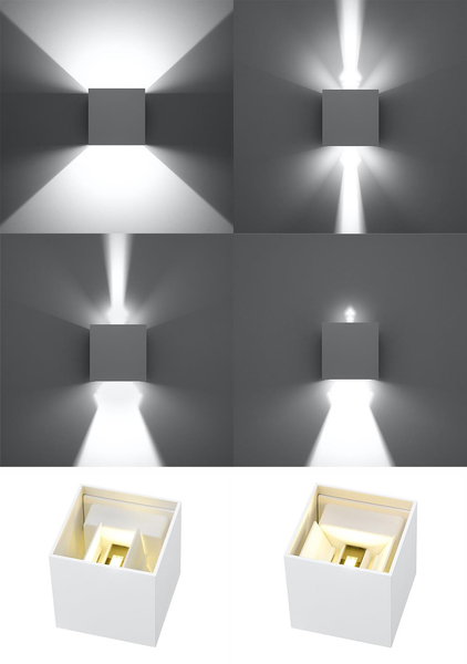 Kinkiet LAMPA przyścienna elewacyjna SL.0544 metalowa OPRAWA cube LED 6W 3000K kostka IP54 biała