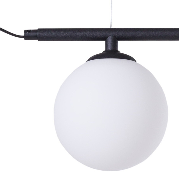 Wisząca lampa loftowa Beryl 1006H1 szklane kule na listwie biała czarna