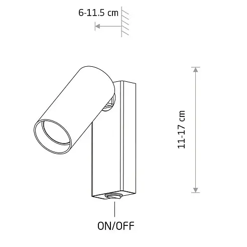 Ścienna lampa z regulacją FOURTY 11763 metalowa tuba czarna