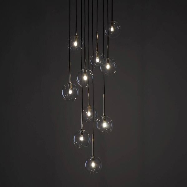 Lampa wisząca kaskadowa Nilos 5944 kule do kuchni przezroczysta złota