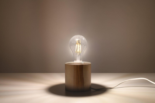 Stojąca LAMPA ekologiczna SL.0674 stołowa LAMPKA okrągła tuba biurkowa drewniana