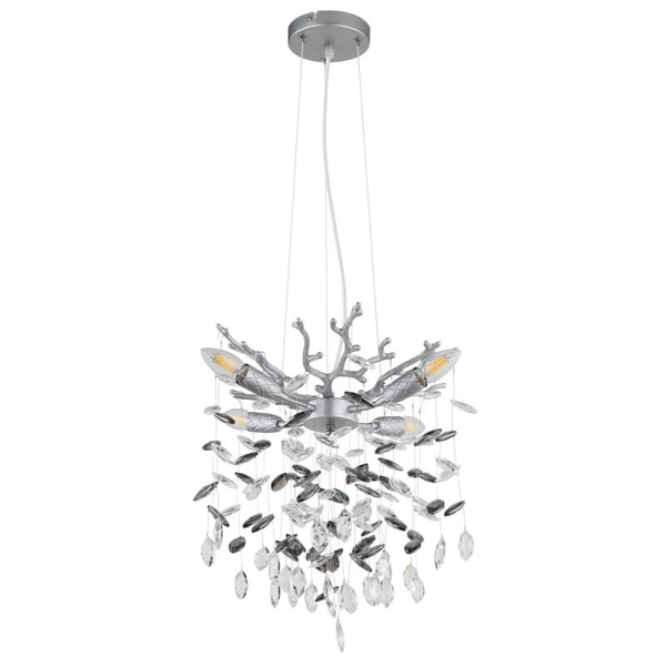 Salonowy żyrandol nad stół Queena 64138HS kryształowy srebrny