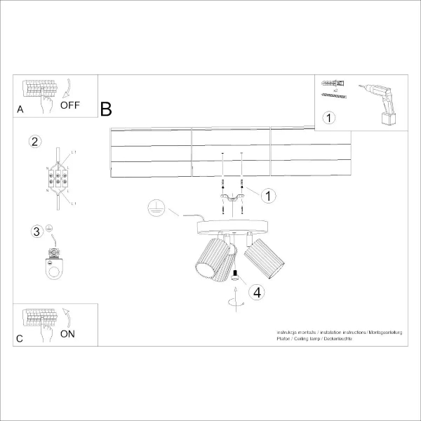 Lampa sufitowa regulowana KARBON SL.1620 potrójna oliwkowa