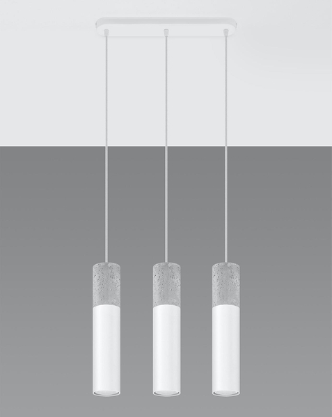 Wisząca LAMPA skandynawska SL.0649 loftowa OPRAWA tuby ZWIS metalowy beton biały