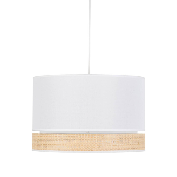 Lampa wisząca nad stół Paglia 4768 TK Lighting tuba tkanina biały beżowy