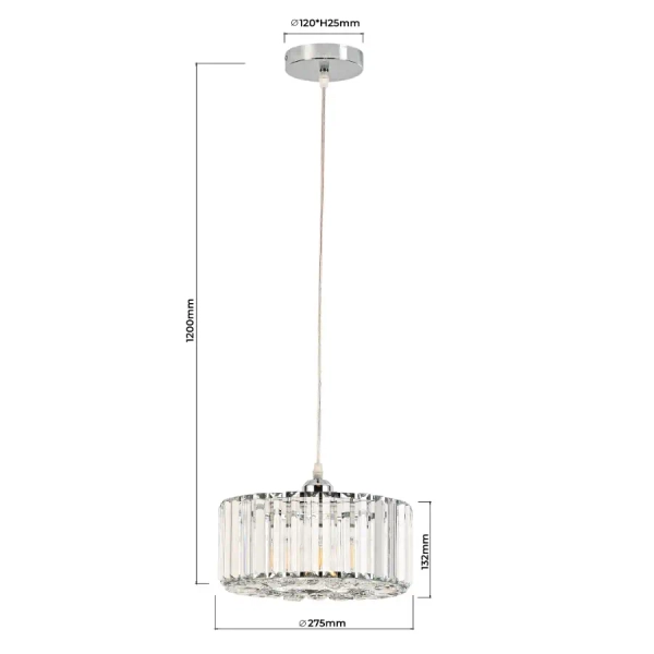 Glamour wisząca lampa Vetro LP-2910/1P CH round okrągła chrom