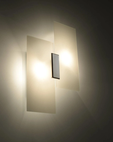 Kinkiet LAMPA ścienna SL.0197 szklana OPRAWA prostokąty chrom białe