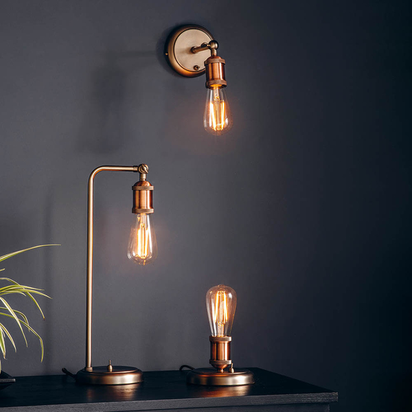 Nocna lampka żarówka Hal 76355 retro miedziany cyna