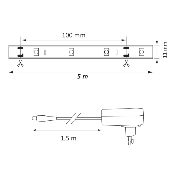 Pasek LED RGB 24W 314963 Polux taśma 5 metrów 400lm biała