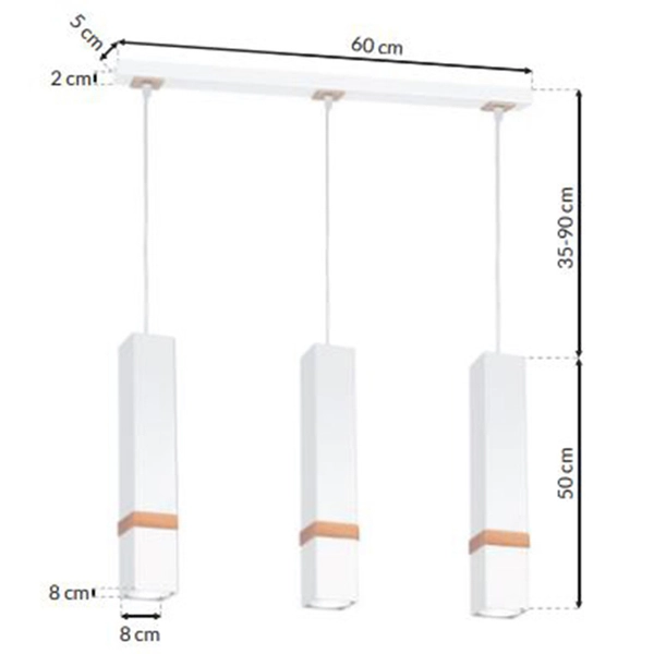 LAMPA wisząca VIDAR MLP5409 Milagro prostokatna OPRAWA metalowy ZWIS skandynawski na listwie biały