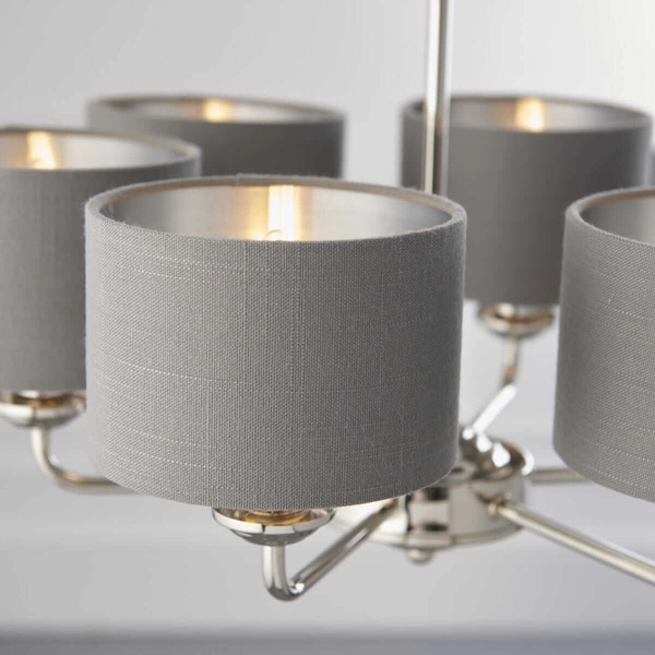 Wisząca lampa do salonu Highclere 94381 Endon z abażurami szara nikiel