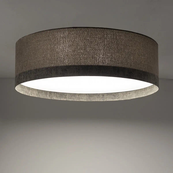 Okrągła lampa sufitowa LAGO 11680 tkaninowa do salonu szara