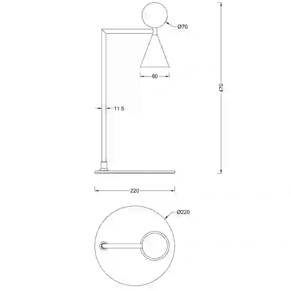 Nocna lampa BINGO czarna T0070 1xLED 12W 3000K kulista stożek