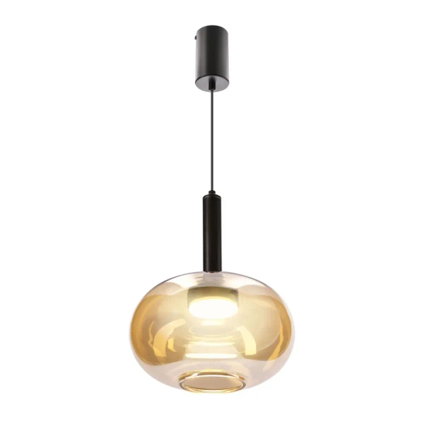 Szklana wisząca lampa BUENO złota czarna 31-50465 1xGx53 owalna nad stół