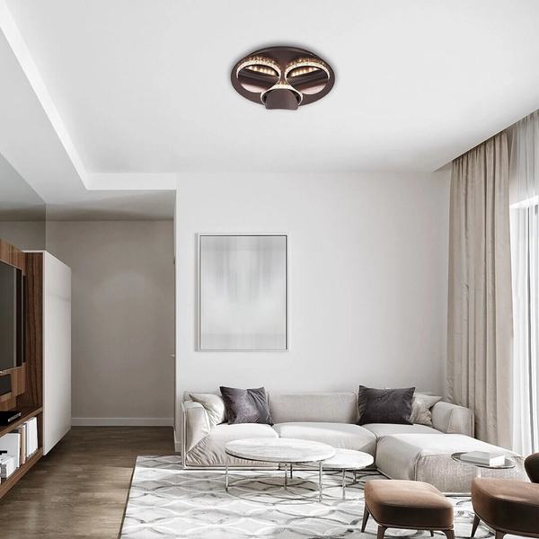 Sufitowa LAMPA glamour CAPRIANA 5050 Rabalux okrągła OPRAWA plafon LED 18W 4000K pierścienie z kryształkami brązowe