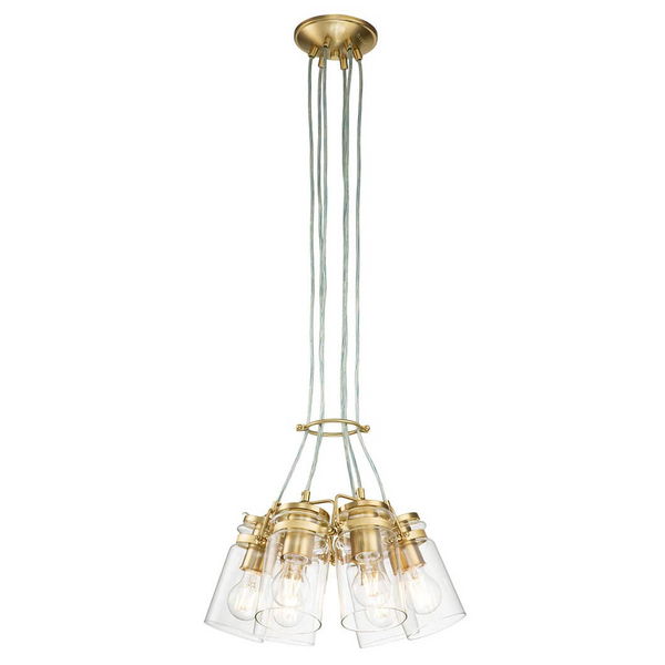 Wielopunktowa lampa zwis Brinley KL-BRINLEY6-BB Kichler przezroczysta mosiądz